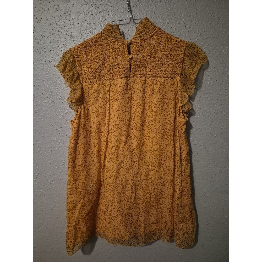Sundance Everyday Essence Smocked Tank Top XS Mock Neck Boho Preppy Flirty